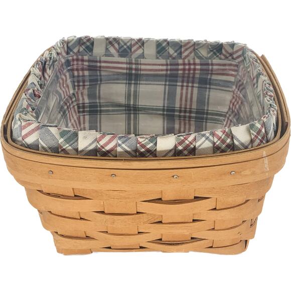 Longaberger Large Berry Basket Combo Square Liner Protector 1996 Light Plaid - Picture 1 of 11